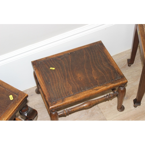 24 - 3 assorted antique and vintage stools, largest approx 46cm wide x 35cm deep x 44cm tall