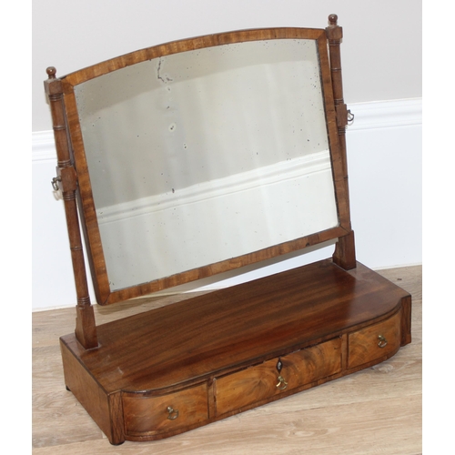 21 - Georgian mahogany table mirror with drawers to base, approx 58cm wide x 23cm deep x 55cm tall