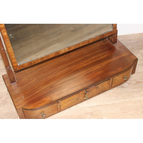 21 - Georgian mahogany table mirror with drawers to base, approx 58cm wide x 23cm deep x 55cm tall