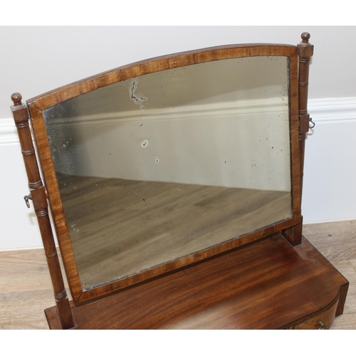 21 - Georgian mahogany table mirror with drawers to base, approx 58cm wide x 23cm deep x 55cm tall