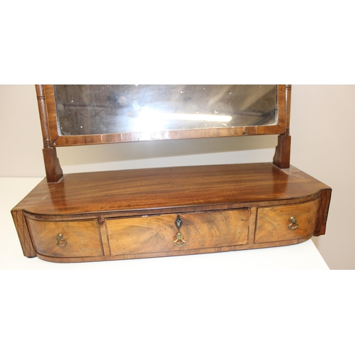 21 - Georgian mahogany table mirror with drawers to base, approx 58cm wide x 23cm deep x 55cm tall