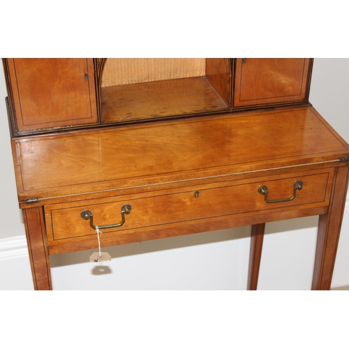 133 - An Edwardian satinwood lady's desk or Bonheur Du Jour with single drawer and fold out writing slide,... 