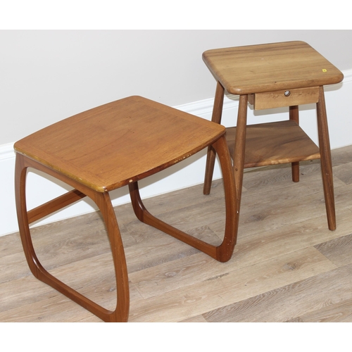 32 - 2 retro side tables one with drawer, one in the style of G-Plan, table approx 52cm wide x 48cm deep ... 