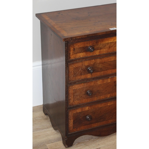 130 - An unusual fitted collectors cabinet formed as a Georgian mahogany cross banded chest of 4 drawers, ... 