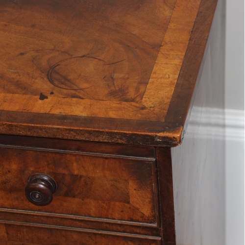 130 - An unusual fitted collectors cabinet formed as a Georgian mahogany cross banded chest of 4 drawers, ... 