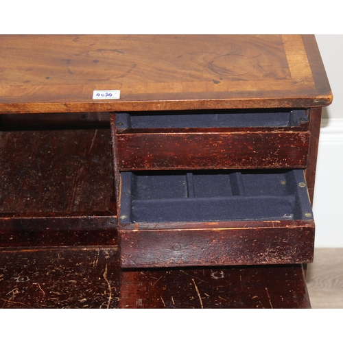 130 - An unusual fitted collectors cabinet formed as a Georgian mahogany cross banded chest of 4 drawers, ... 