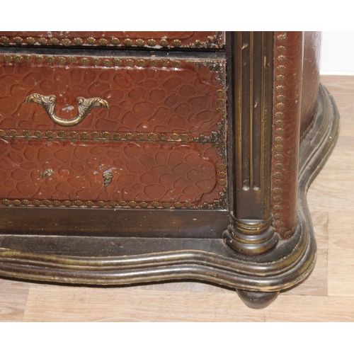 87 - A vintage style 5 drawer chest of drawers with snakeskin leather effect cover, approx 62cm wide x 37... 