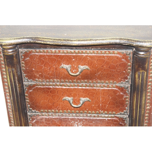 87 - A vintage style 5 drawer chest of drawers with snakeskin leather effect cover, approx 62cm wide x 37... 