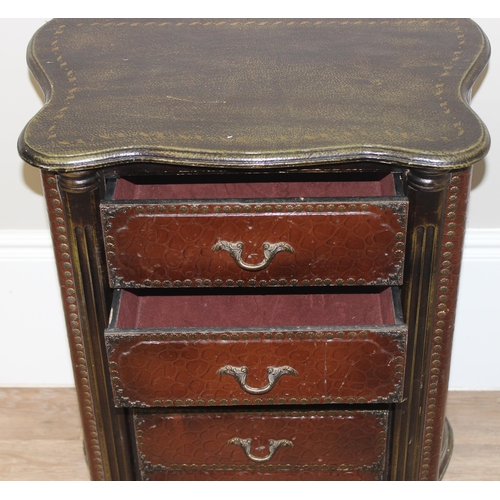 87 - A vintage style 5 drawer chest of drawers with snakeskin leather effect cover, approx 62cm wide x 37... 