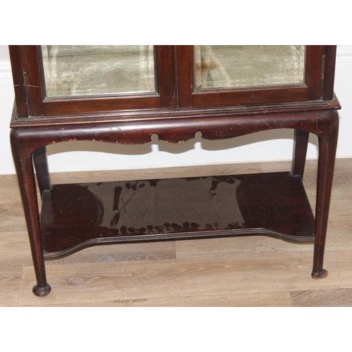 186 - A rare antique mahogany display cabinet with 2 glazed doors under a very unusual dome topped display... 