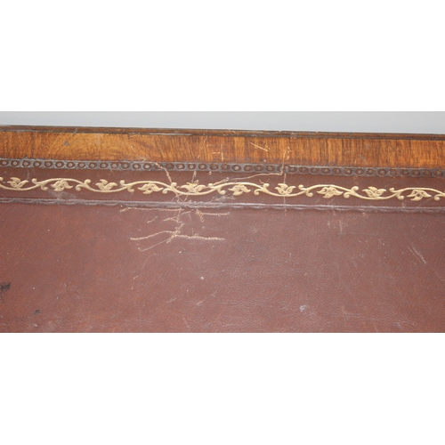 97 - Vintage mahogany twin pedestal desk with burgundy leather top, approx 135cm W x 73cm D x 74cm H