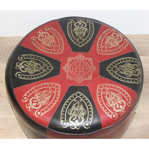 112 - Large Sherborne of England red and black Pouffe with Moroccan style decoration