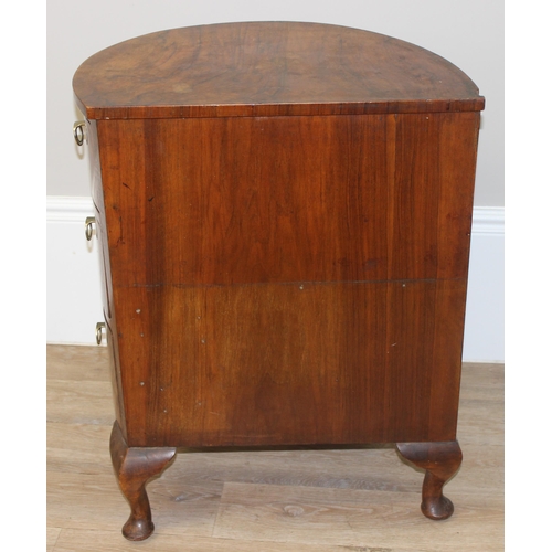 103 - Pair of early 20th century burr walnut veneered pedestal chests of drawers, ideal for use as bedside... 