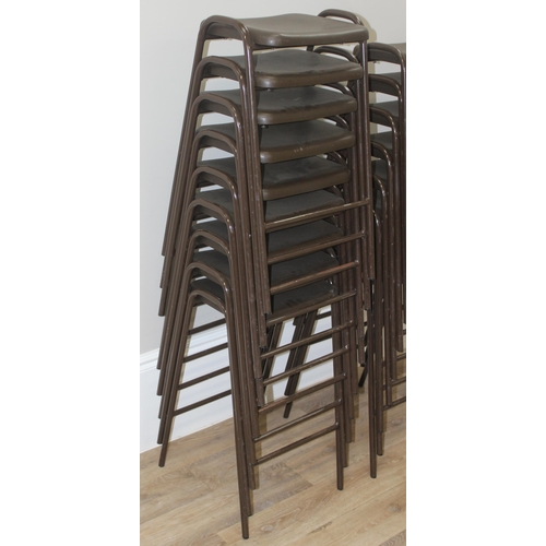 101 - 17 Robin Day Design classroom stacking stools by Hille in brown