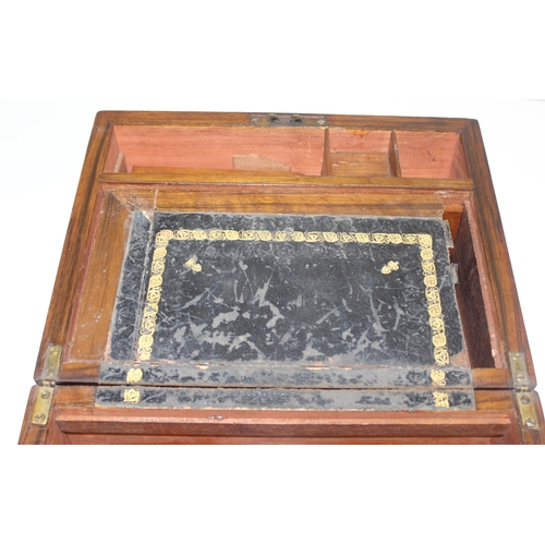 280 - An antique walnut writing slope with brass bound corners, approx 30cm wide