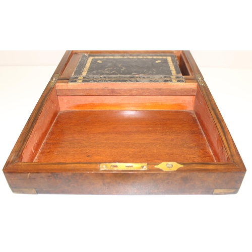 280 - An antique walnut writing slope with brass bound corners, approx 30cm wide