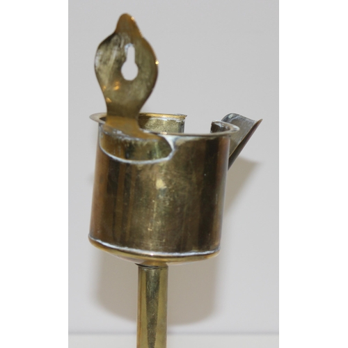 245 - A vintage Dutch brass snotneus oil lamp or lace makers lamp, 19th century, approx 30cm tall