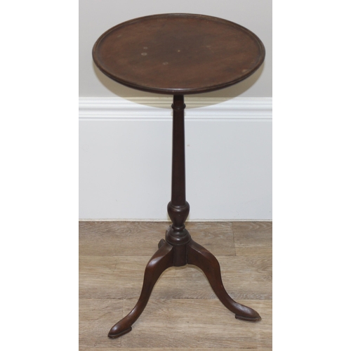 29 - A vintage mahogany wine table, a wooden canterbury magazine rack and a mahogany upholstered stool, t... 