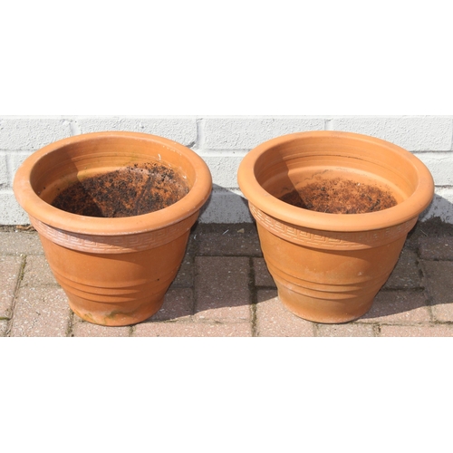 388 - 2 pairs of vintage terracotta garden pots, the largest pair approx 37cm in diameter