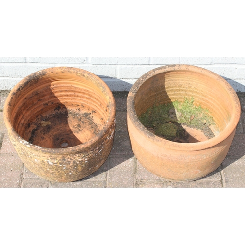 388 - 2 pairs of vintage terracotta garden pots, the largest pair approx 37cm in diameter