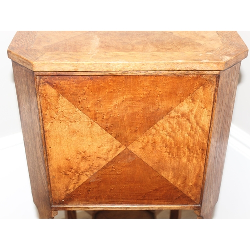 108 - An Art Deco period walnut sewing box table on legs, approx 37cm wide x 37cm deep x 74cm tall