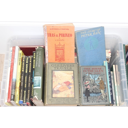 664 - 2 boxes of assorted antique and later books to incl leather-bound and antiques reference books