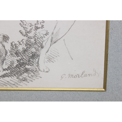 617 - After George Morland, 2 prints of pencil sketches and studies of farm animals and dogs, in gilt fram... 