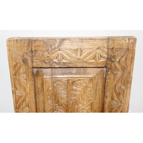 191 - Vintage carved pine door/panel with foliage details, approx 136cm x 41cm x 5cm