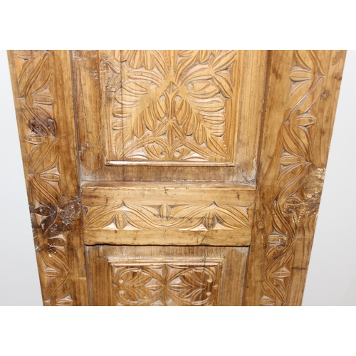 191 - Vintage carved pine door/panel with foliage details, approx 136cm x 41cm x 5cm