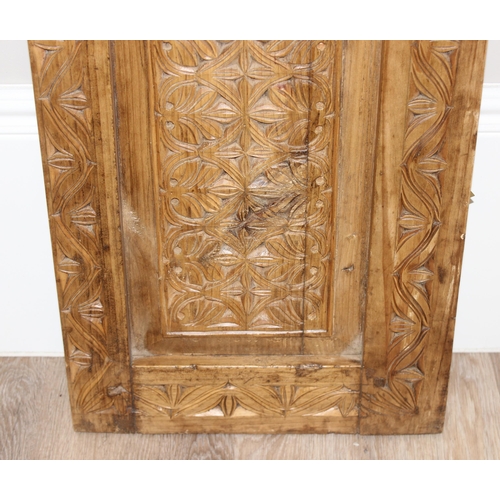 191 - Vintage carved pine door/panel with foliage details, approx 136cm x 41cm x 5cm