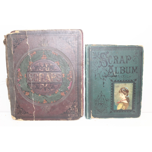 665 - 2 antique scrap books with contents and 2 interesting advertising photographs on card with hand-pain... 