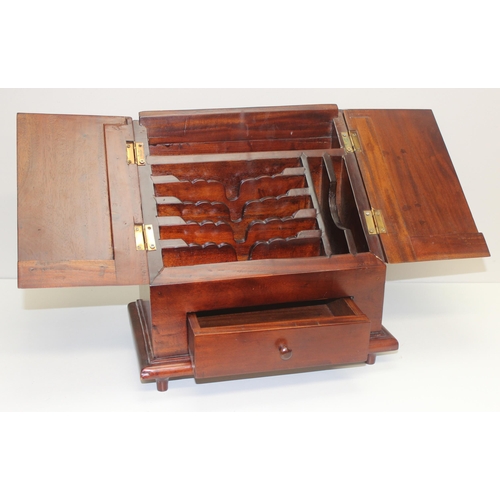 145 - An antique style mahogany desktop stationary box with drawer, approx 36cm wide x 37cm tall