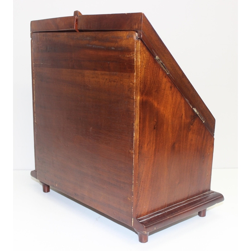 145 - An antique style mahogany desktop stationary box with drawer, approx 36cm wide x 37cm tall