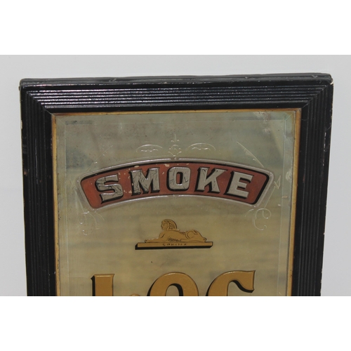 613 - Early 20th century advertising wall mirror for Log Cabin tobacco in wooden frame, approx 70 x 34cm