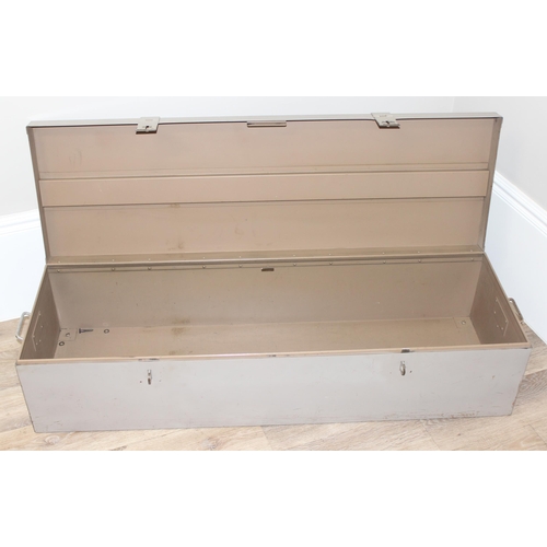 169 - Grey painted gun cabinet or safe, approx 124cm x 40cm x 30cm