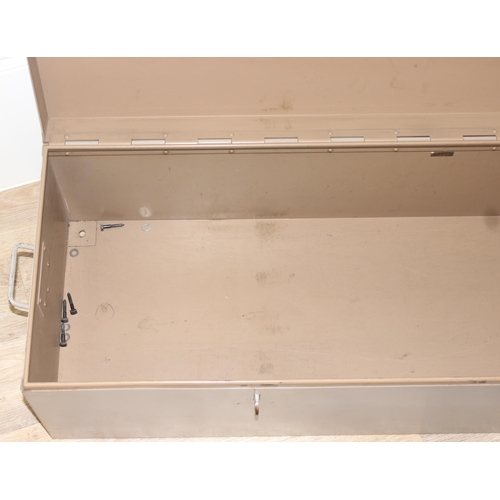 169 - Grey painted gun cabinet or safe, approx 124cm x 40cm x 30cm