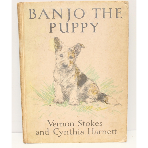 666 - Mixed lot of antique and later children's books, to incl Banjo The Puppy, Robinson Crusoe, The Pied ... 