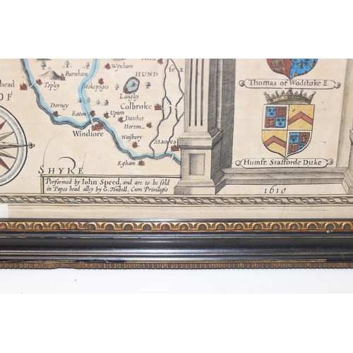 609 - John Speed (1552-1629), a 17th century map of Buckinghamshire to be sold by George Humble, in set wi... 