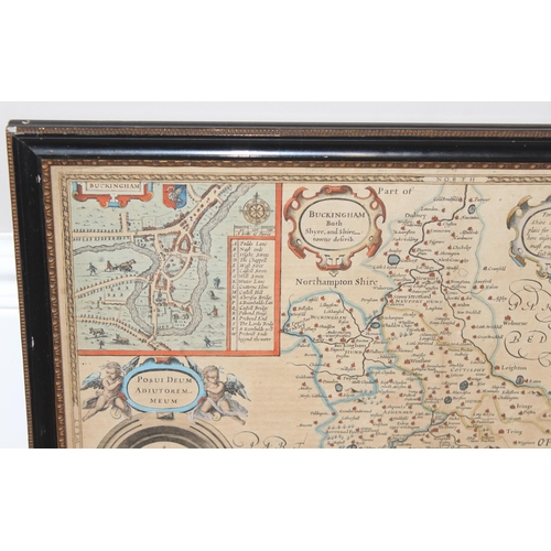 609 - John Speed (1552-1629), a 17th century map of Buckinghamshire to be sold by George Humble, in set wi... 