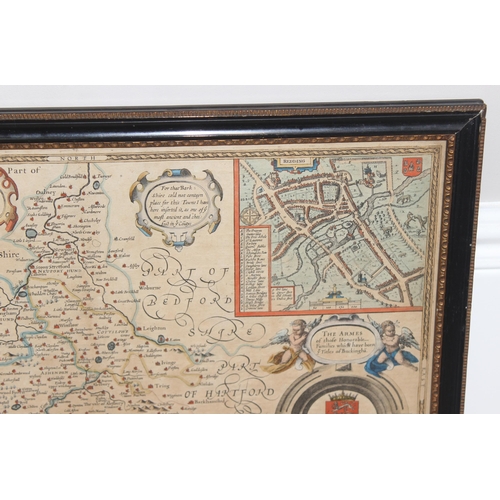 609 - John Speed (1552-1629), a 17th century map of Buckinghamshire to be sold by George Humble, in set wi... 