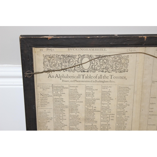 609 - John Speed (1552-1629), a 17th century map of Buckinghamshire to be sold by George Humble, in set wi... 