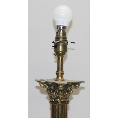 251 - A large vintage brass Corinthian column lamp, approx 63cm tall inc bulb