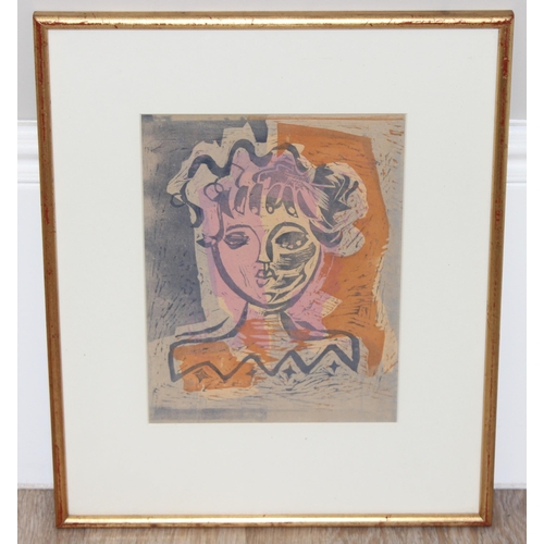 598 - Colin Sealy (British, 1891-1964): Coloured lithograph titled 'Study of a Face', in glazed frame, app... 