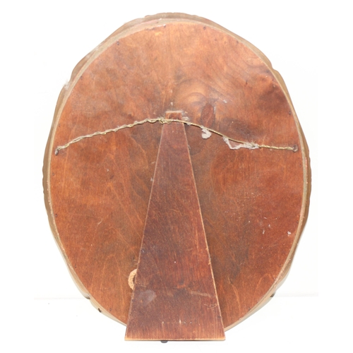 596 - 2 mirrors to incl an oval shaped easel-backed mirror with beaded frame, and a wooden-framed wall mir... 