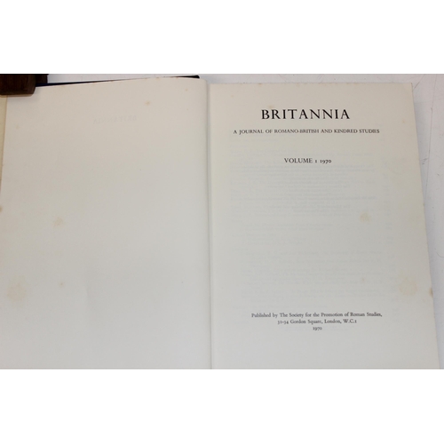 671 - Britannia - A Journal of Romano-British & Kindred Studies, 16 book volumes in half leather binding, ... 