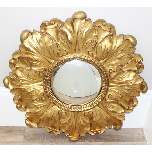 638 - Large antique style gilt-framed convex wall mirror, approx 91cm diam