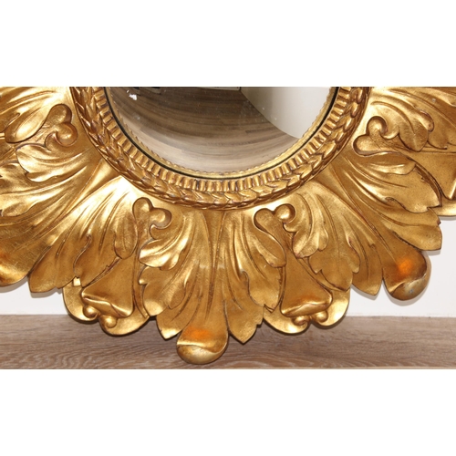 638 - Large antique style gilt-framed convex wall mirror, approx 91cm diam