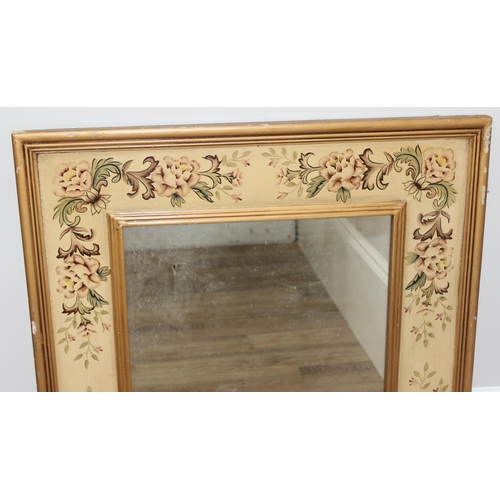 625 - Large vintage wall mirror with floral frame, approx 95 x 84cm