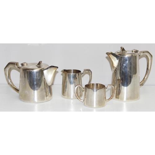 1040 - Mappin & Webb silver-plated Art Deco tea and coffee set with cream and sugar