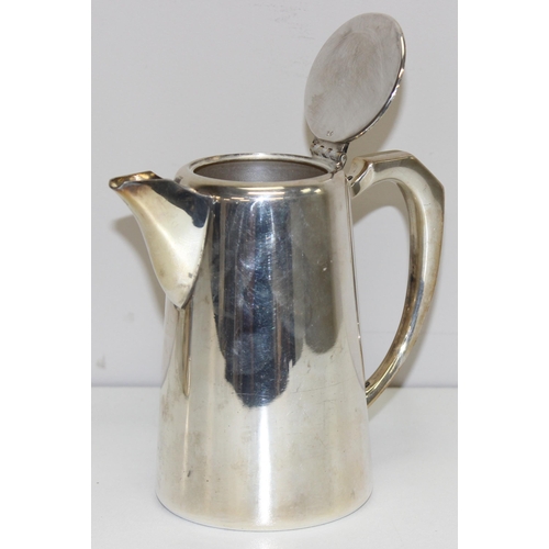 1040 - Mappin & Webb silver-plated Art Deco tea and coffee set with cream and sugar